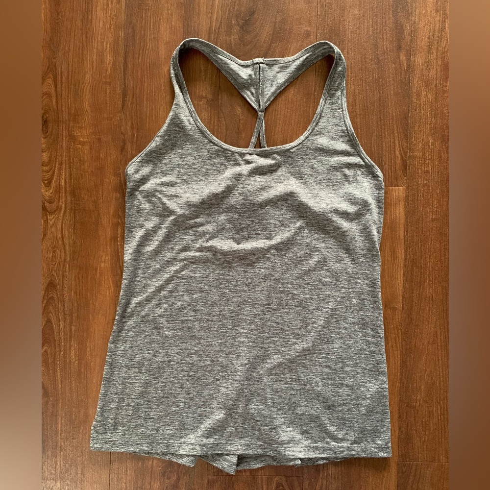 Gray Backless Tank Top with Sleeveless Design Great For the Gym Workout Large